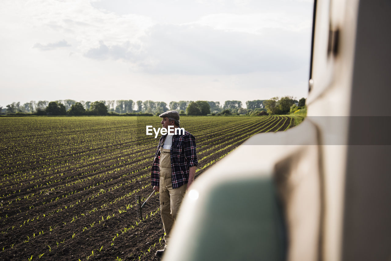 Farmer standing in a field