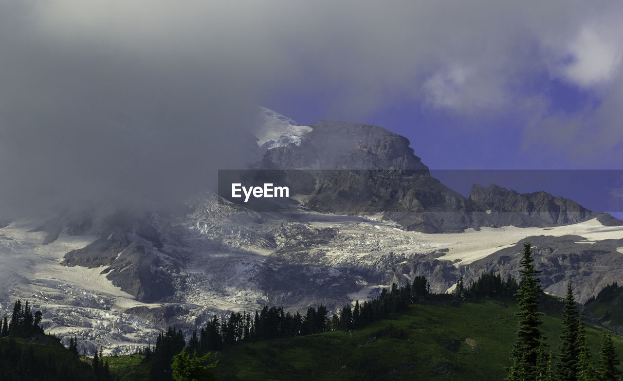 Scenic view of mountains against sky