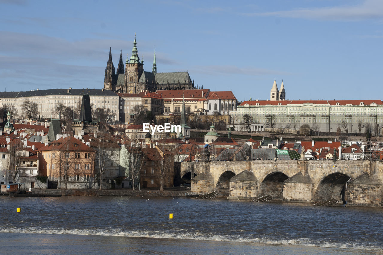 Prague oldtown from the riverfront. 