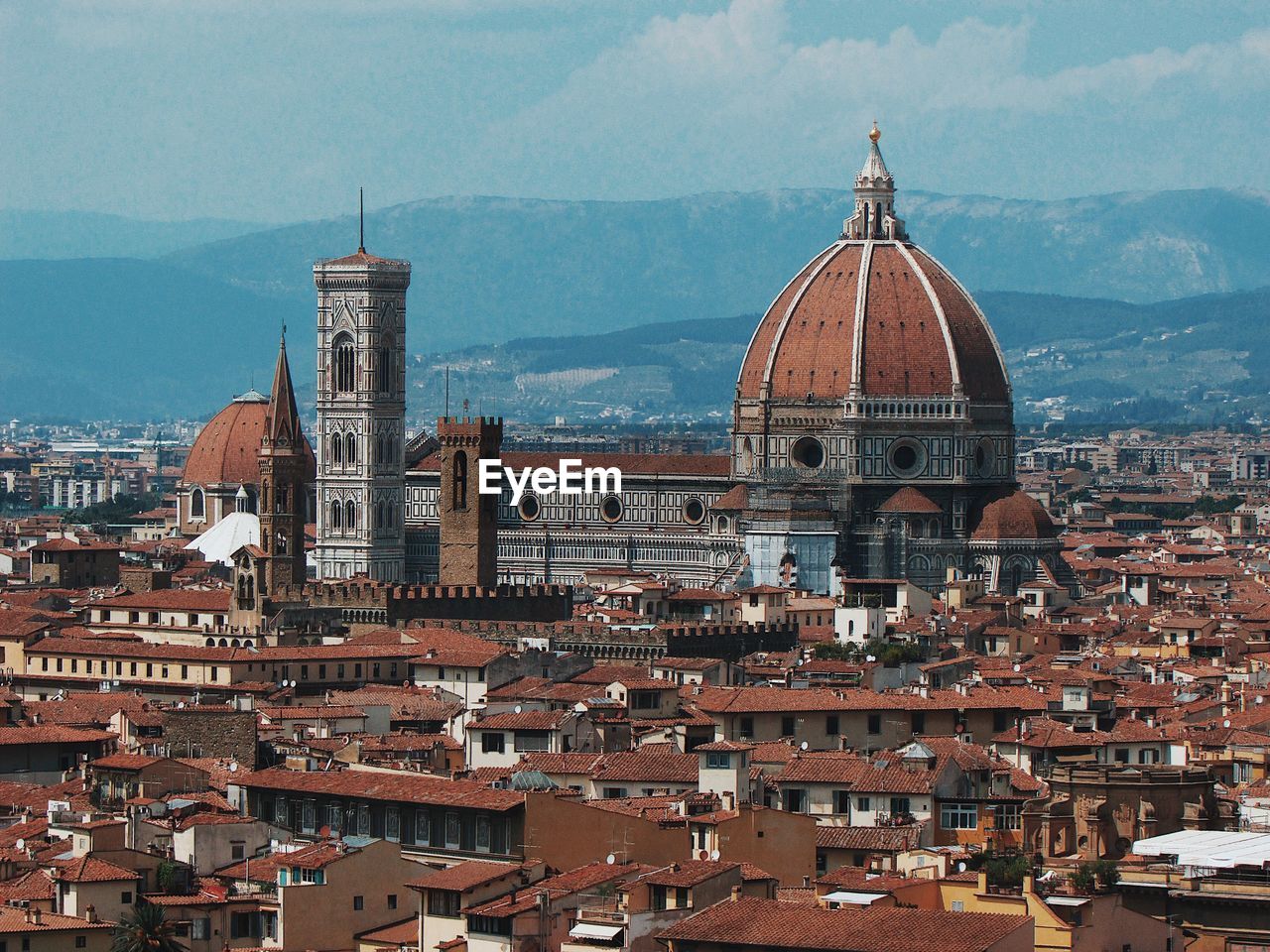 High angle view of cathedral in city