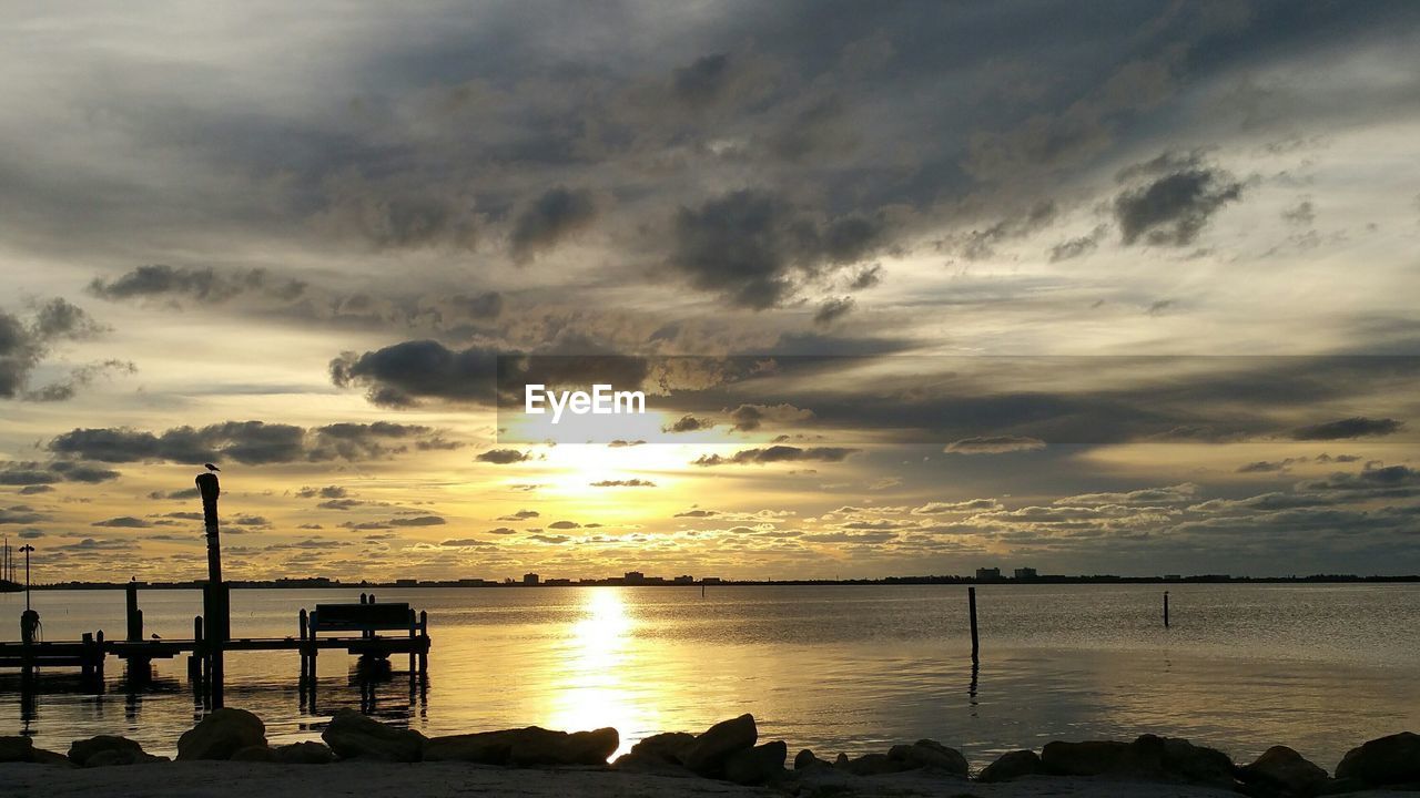 SCENIC VIEW OF SUNSET OVER SEA