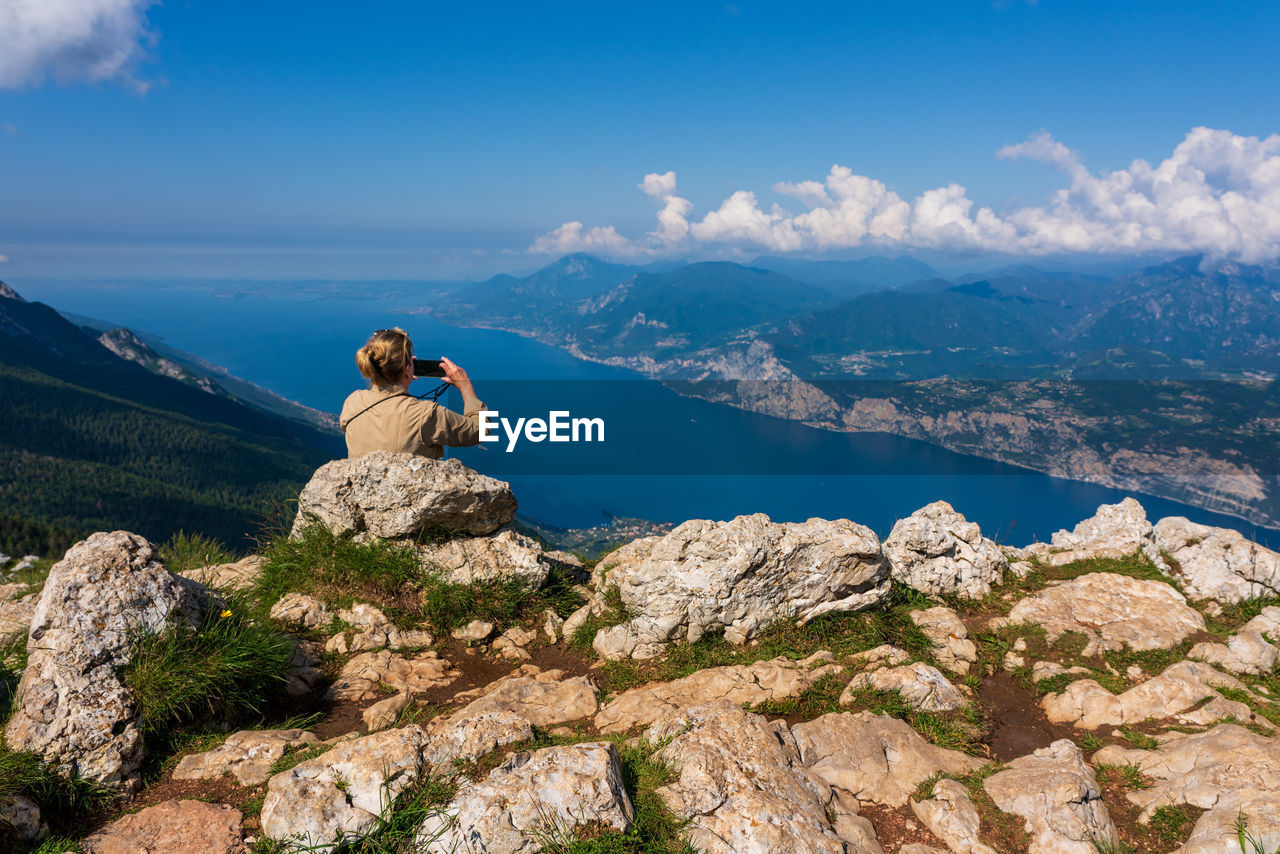 Panoramic view from monte baldo on lake garda near malcesine in italy.