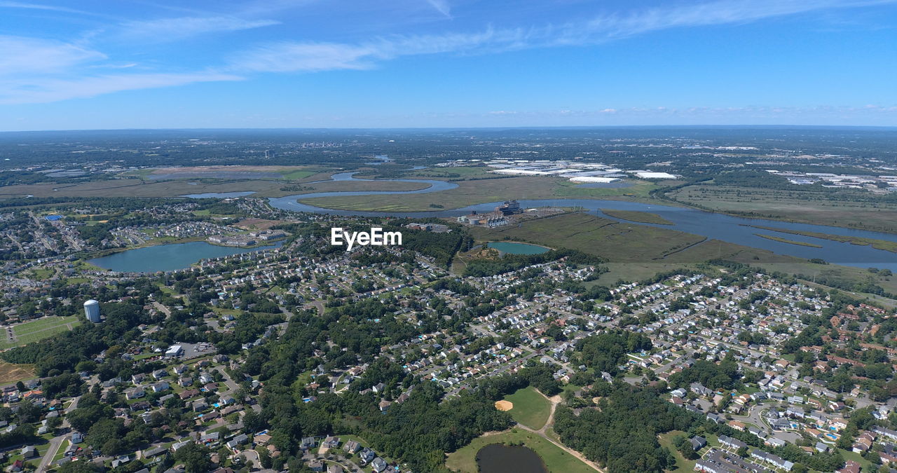 Aerial views of new jersey suburb