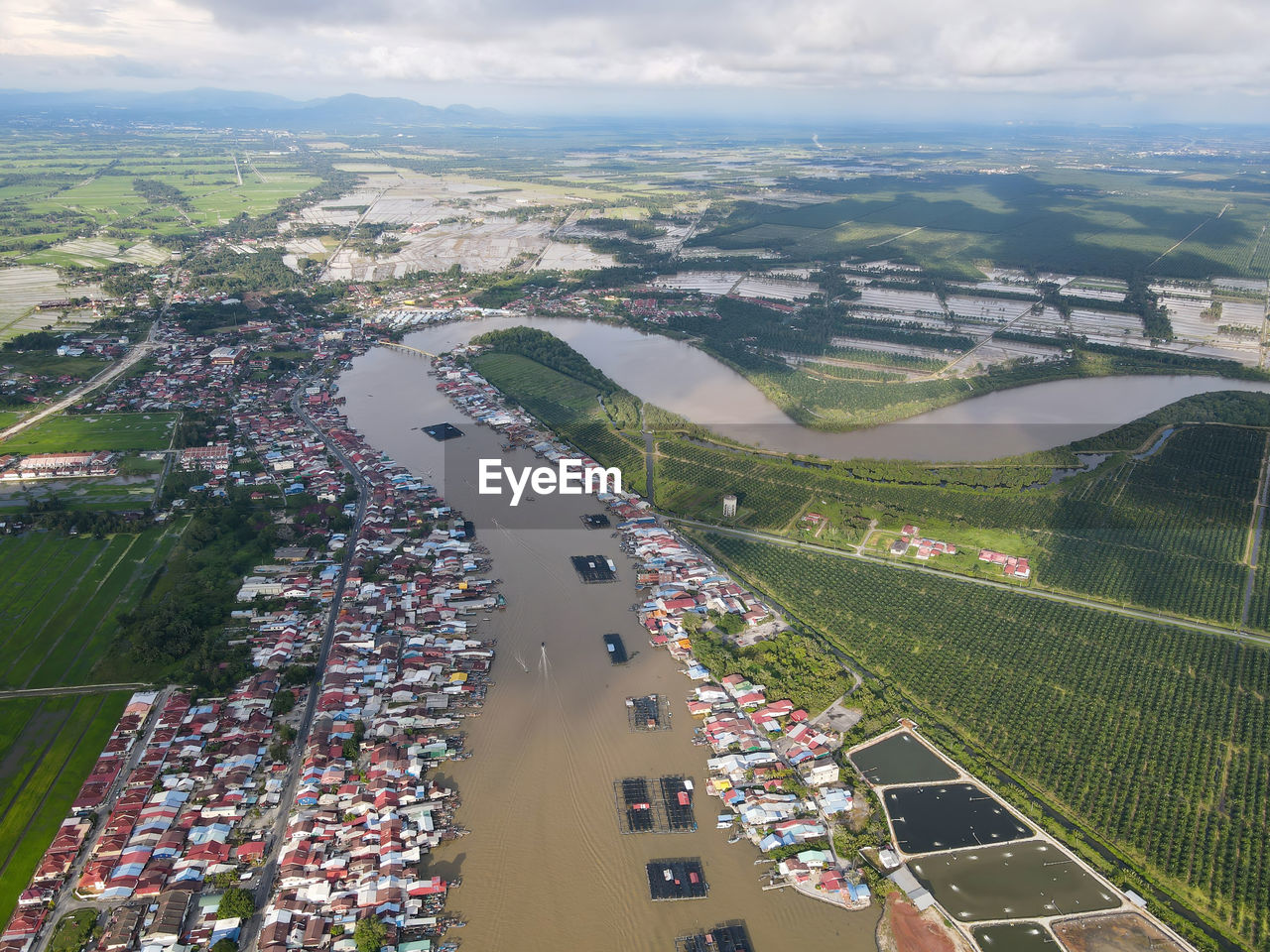 high angle view of buildings in city