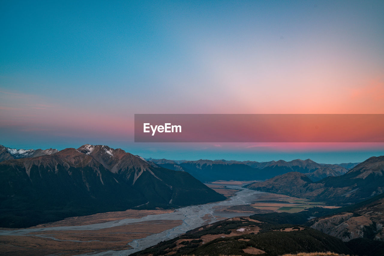 View of mountains at sunset