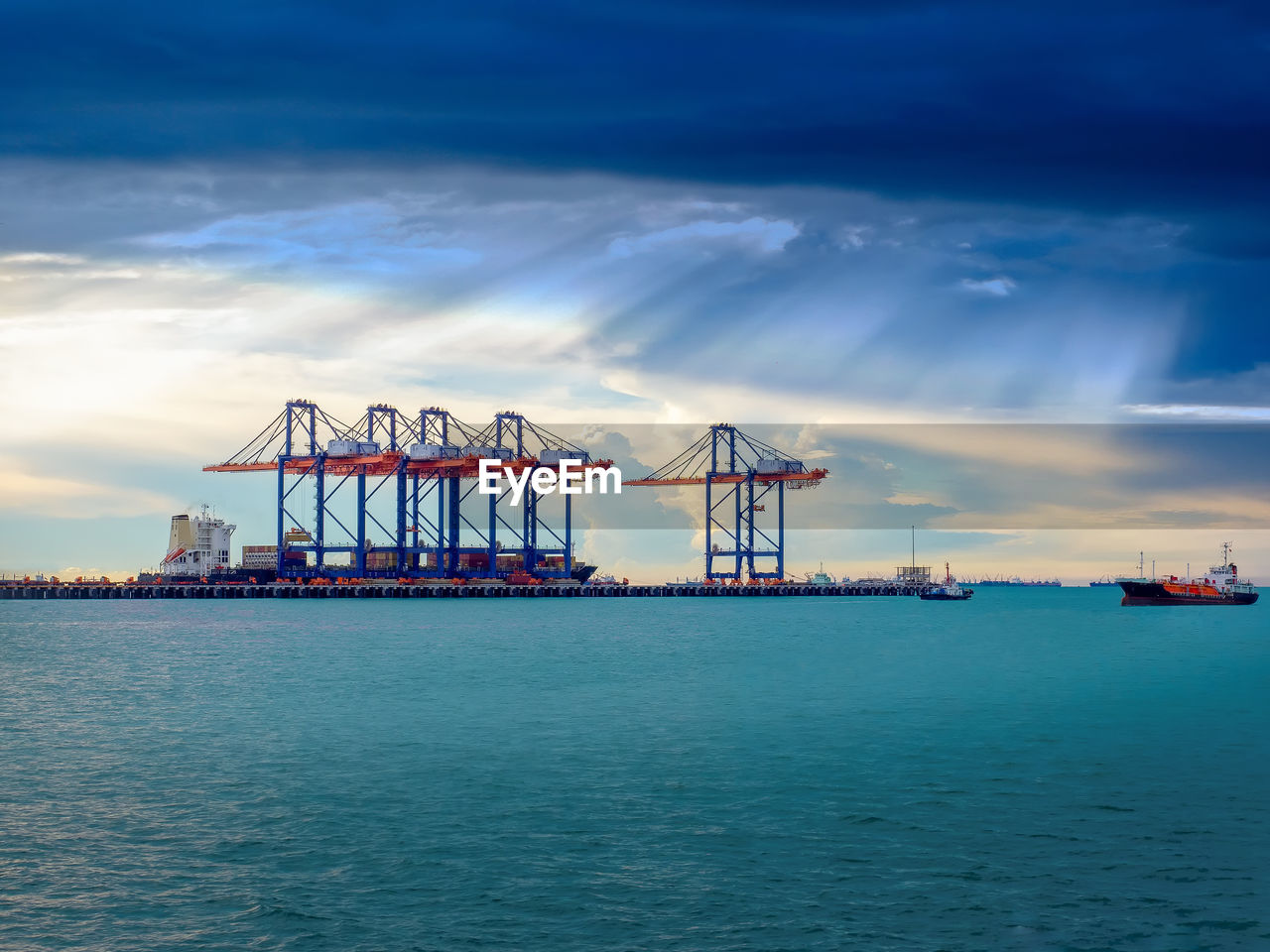 Seaview of container and conventional terminal port at thailand,