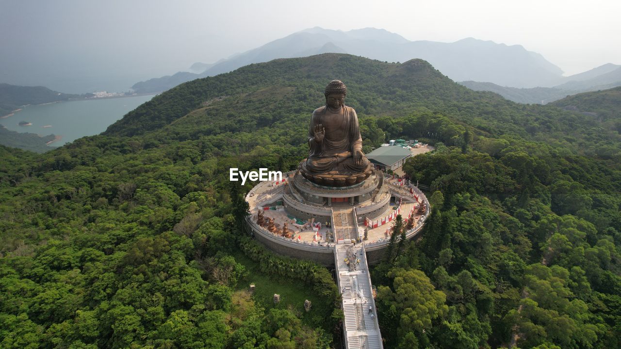 High angle view of temple big buddha