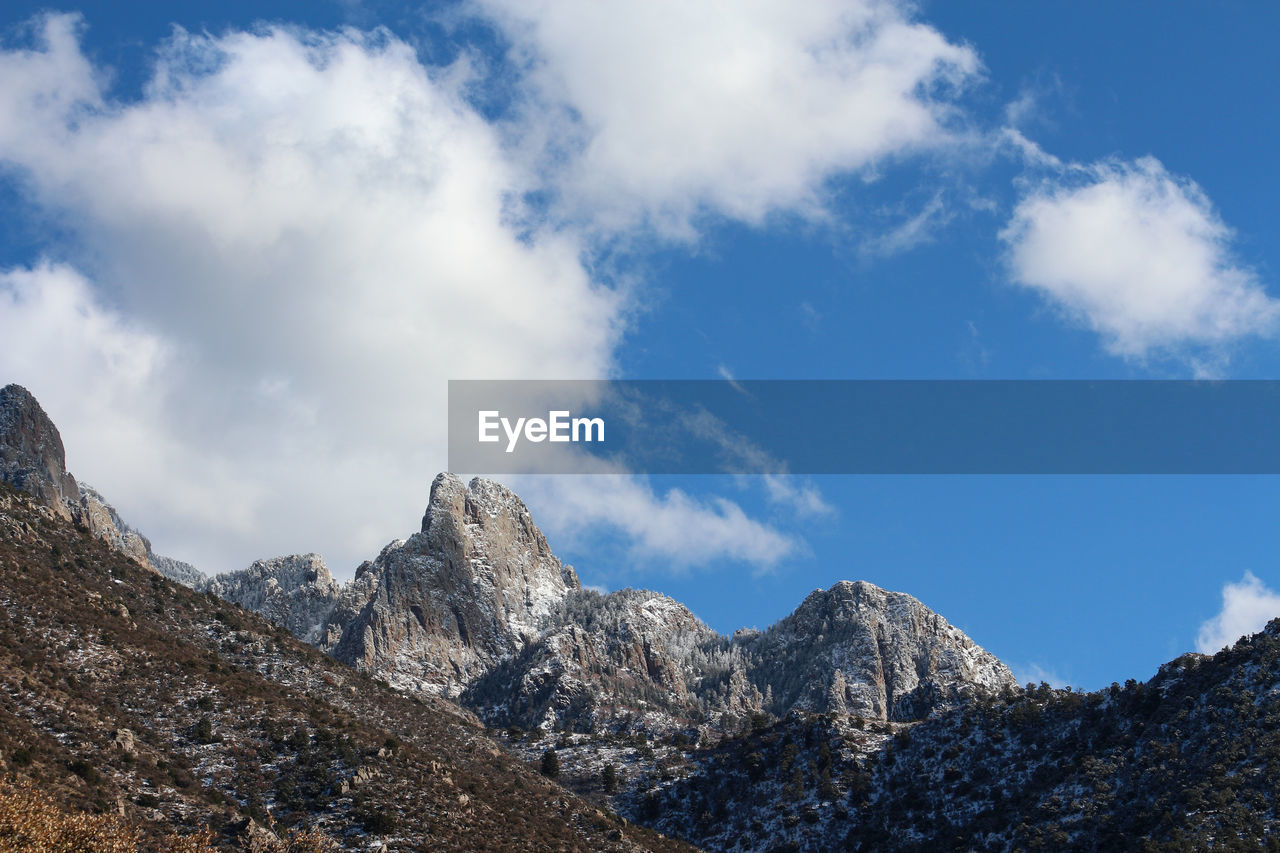 Scenic view of snowcapped mountain against sky. sandia mountains, albuquerque, new mexico