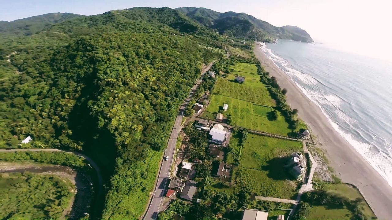 High angle view of mountain and sea