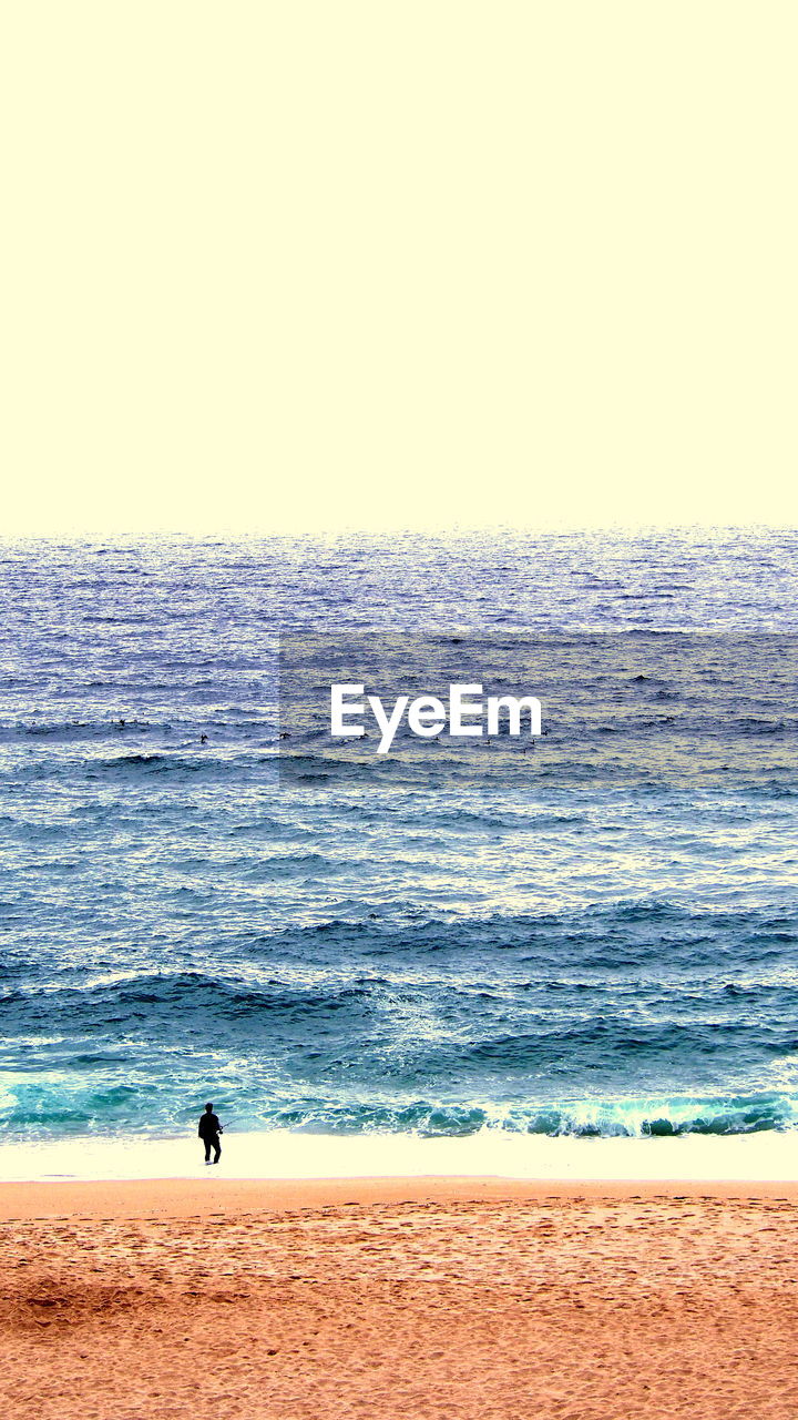 Person standing on shore at beach