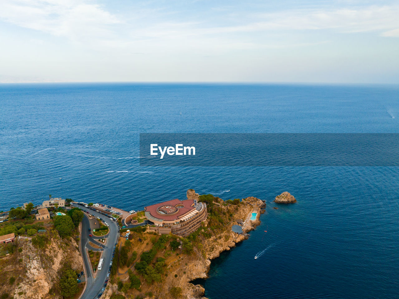 High angle view of sea against sky