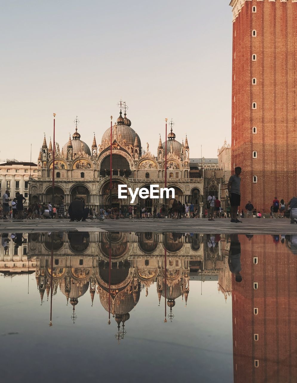 Beautiful view of piazza san marco, in water reflection