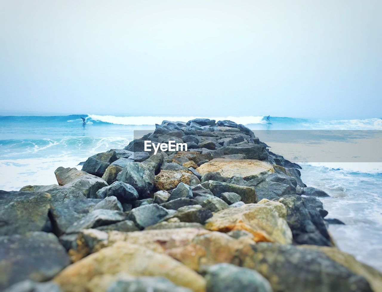 Scenic view of sea against clear sky