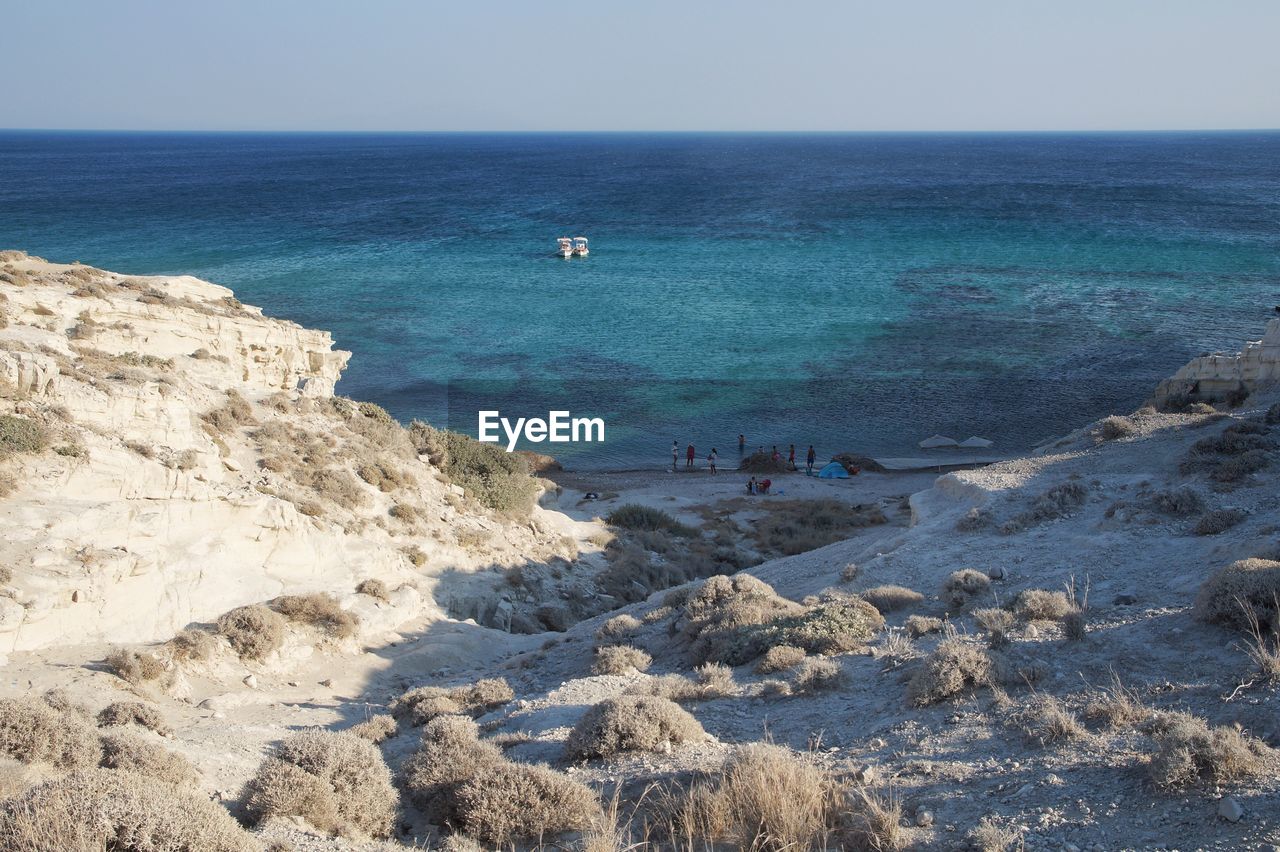 Scenic view of sea against clear sky