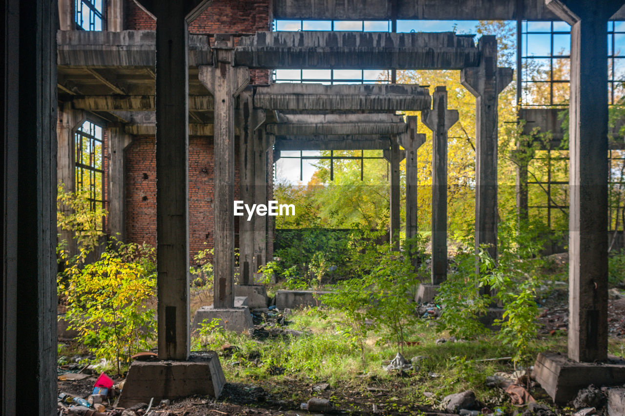 Run-down old factory interior