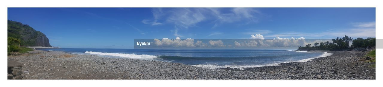 PANORAMIC SHOT OF BEACH AGAINST SKY