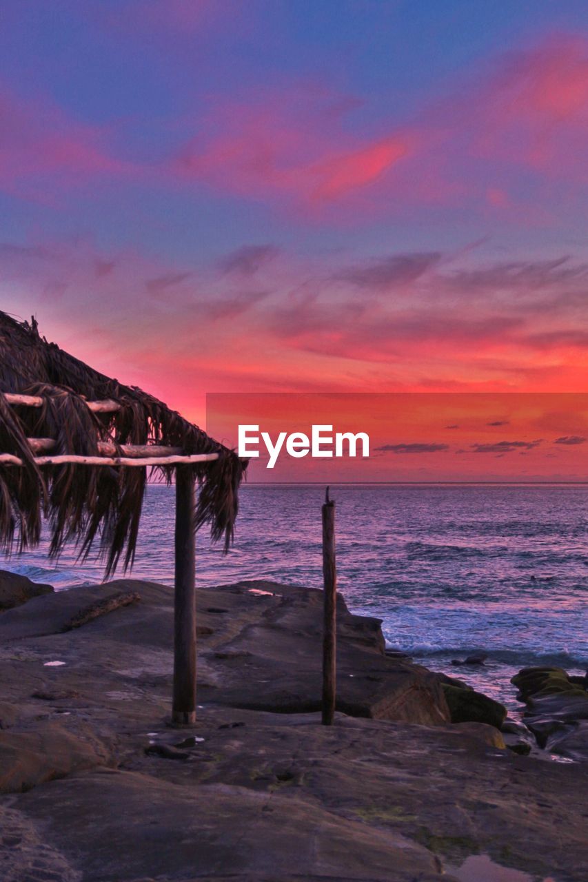 SCENIC VIEW OF BEACH DURING SUNSET