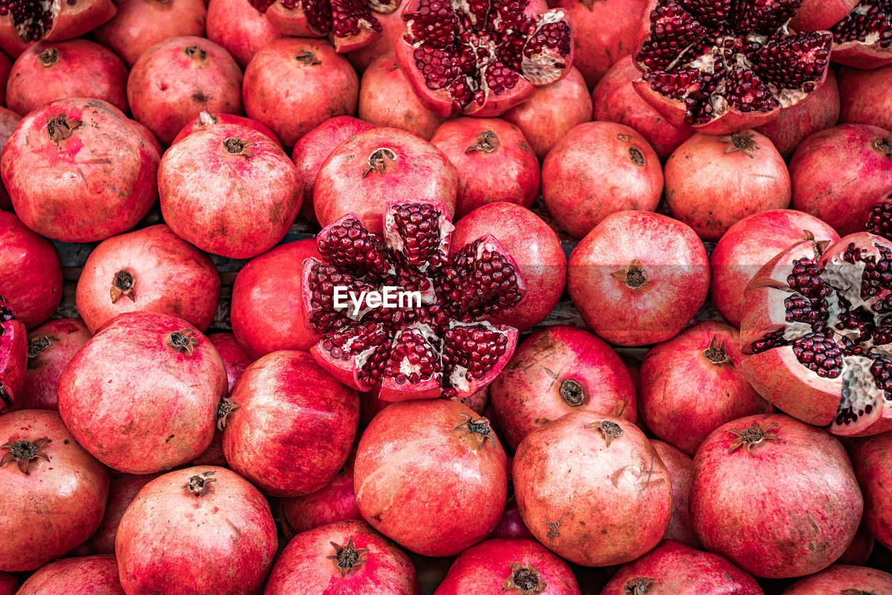 Full frame shot of pomegranate for sale at market stall
