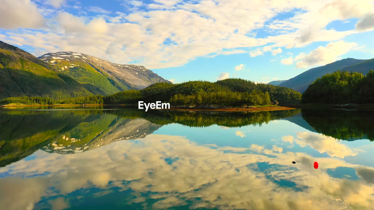 scenic view of lake against sky