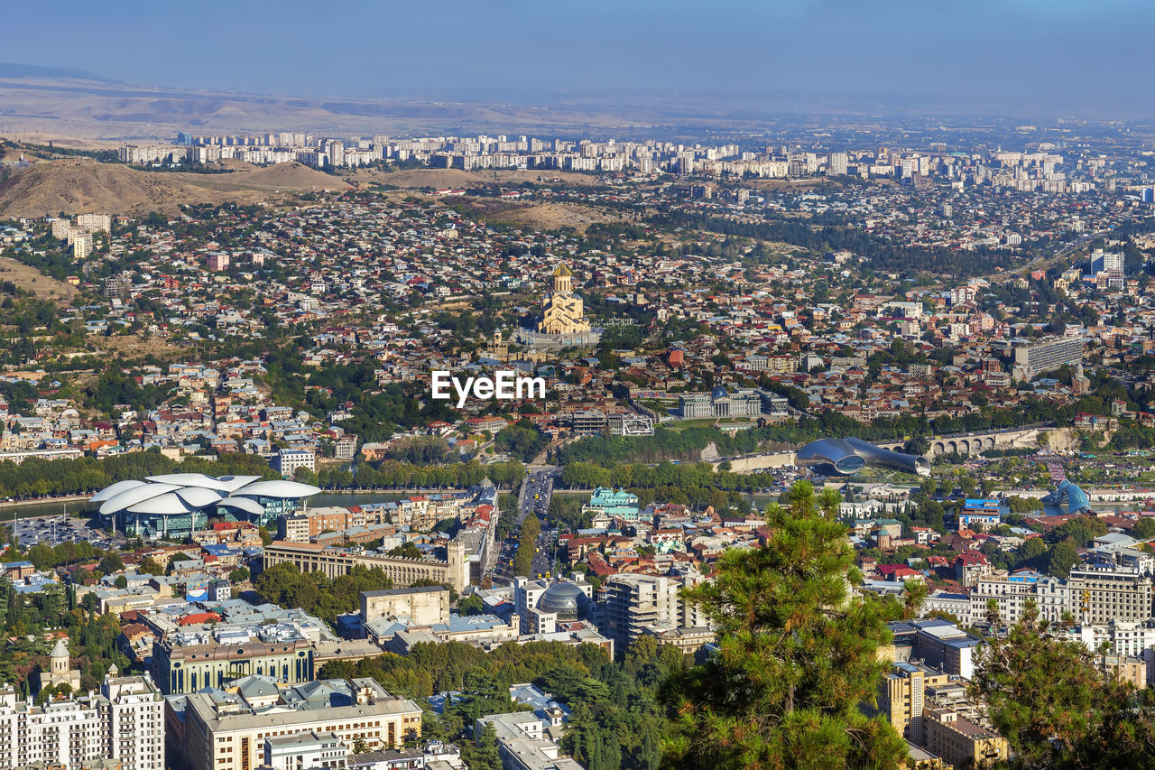 View of tbilisi from mtatsminda mountain, georgia