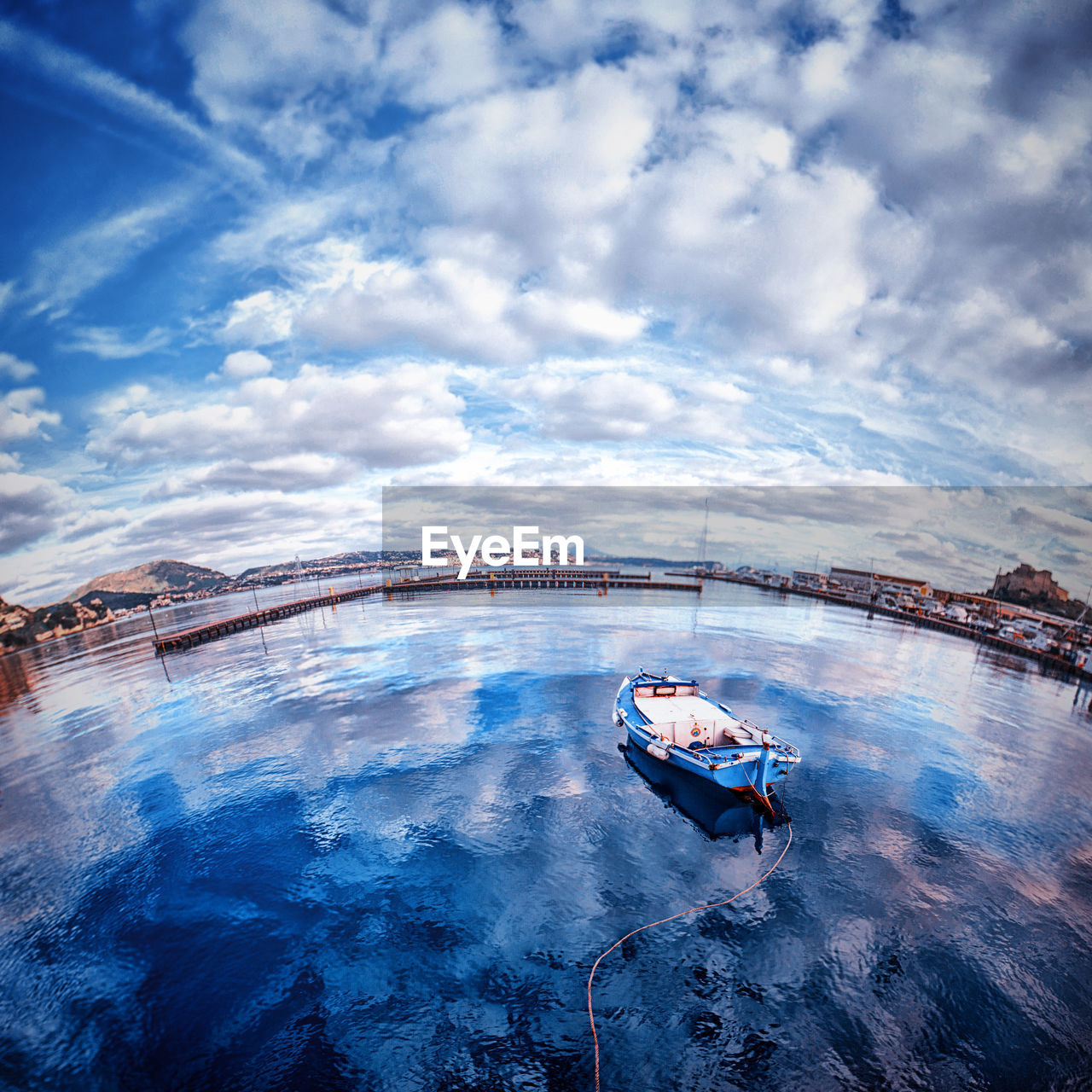 Boat in sea against sky