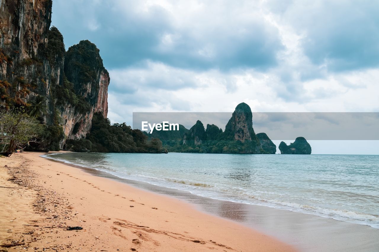 Scenic view of beach against sky