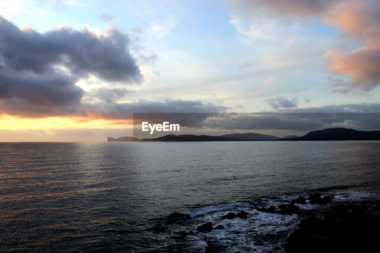 SCENIC VIEW OF SEA DURING SUNSET