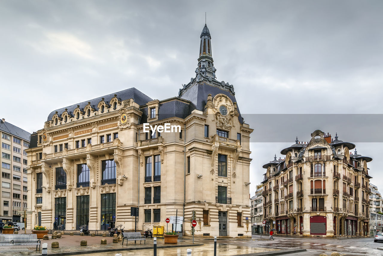 Low angle view of buildings against sky