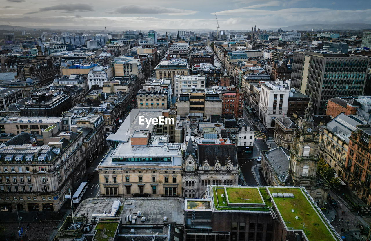 high angle view of city