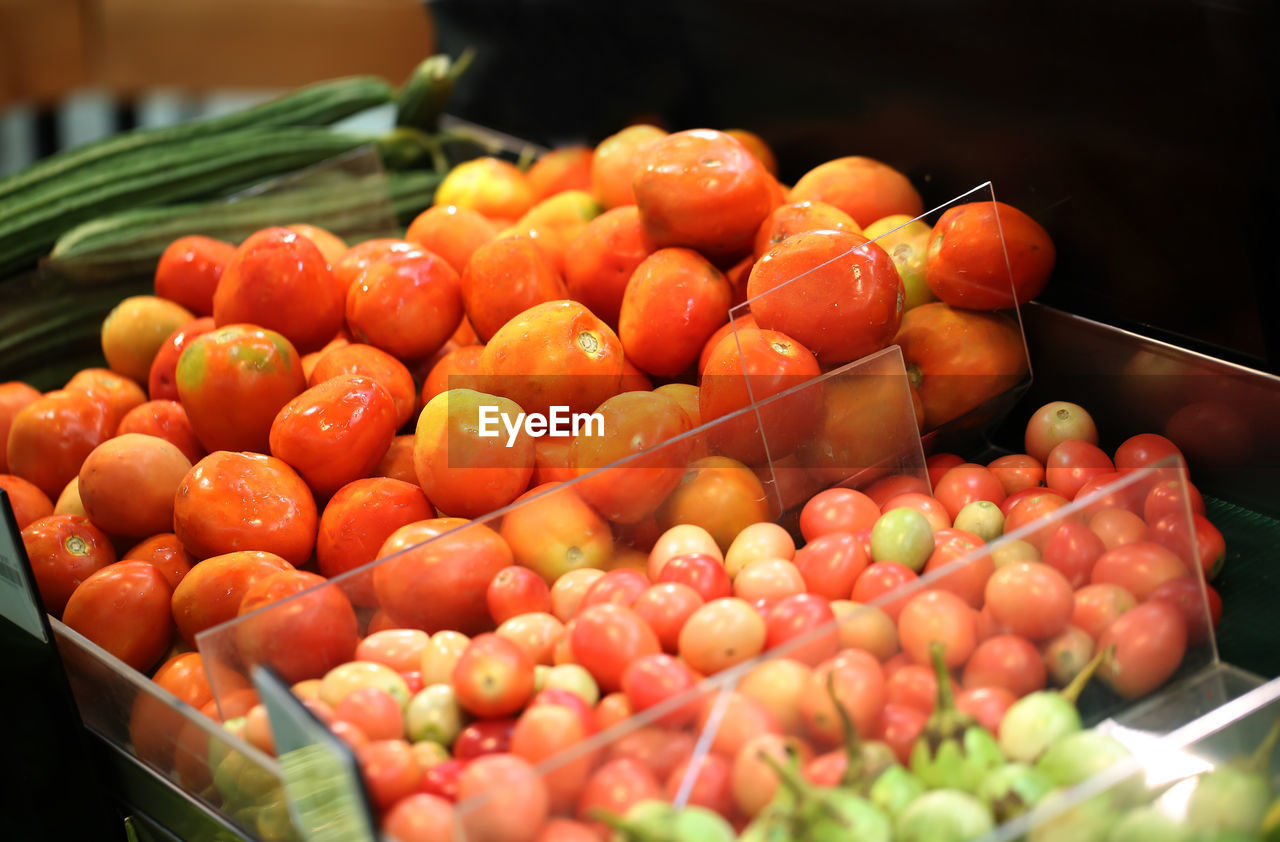 Close-up of tomatoes for sale at market stall