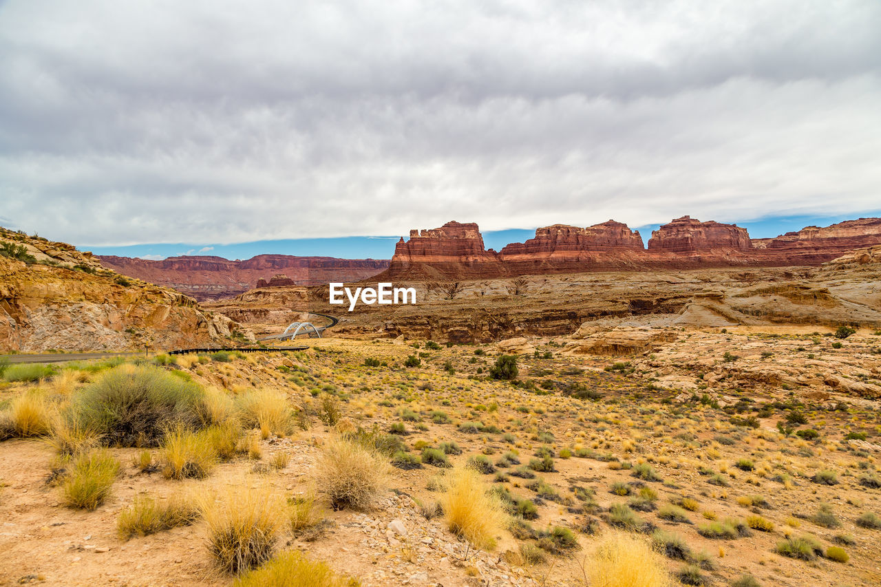 Scenic view of landscape against cloudy sky