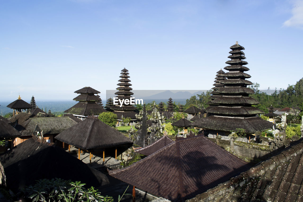 Panoramic view of temple building against sky. besakih temple, bali, indonesia