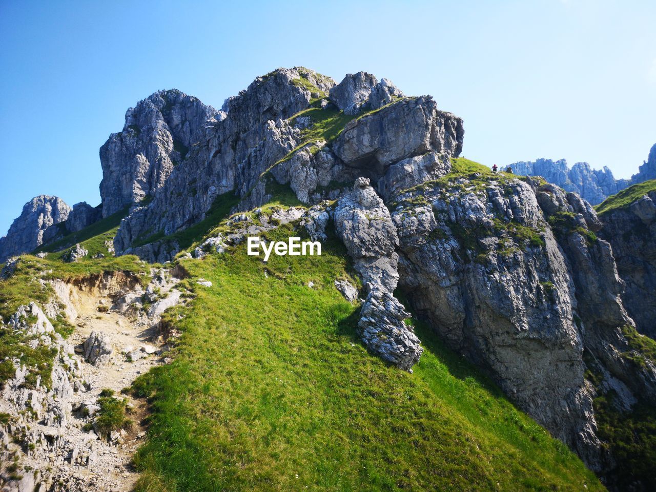 SCENIC VIEW OF ROCKS AGAINST CLEAR SKY