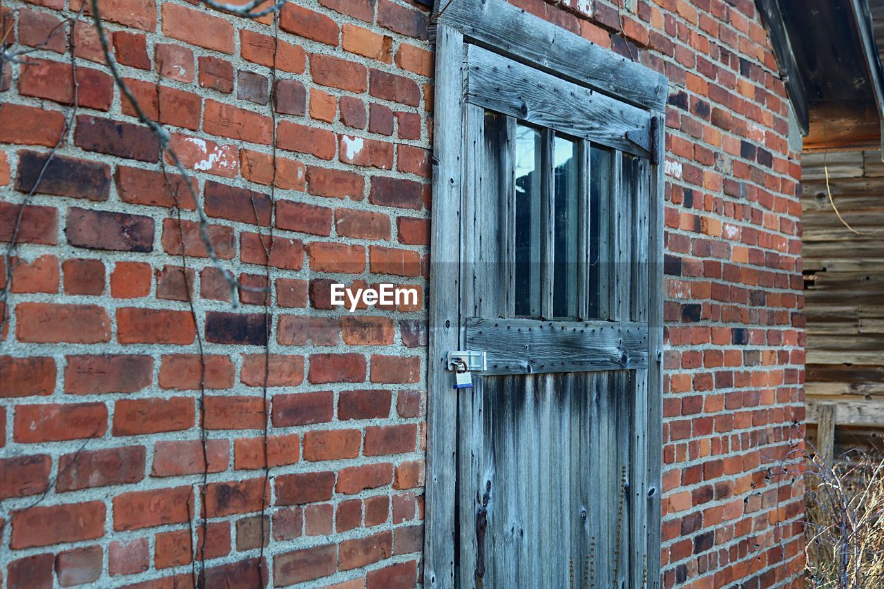Eerie locked shed door