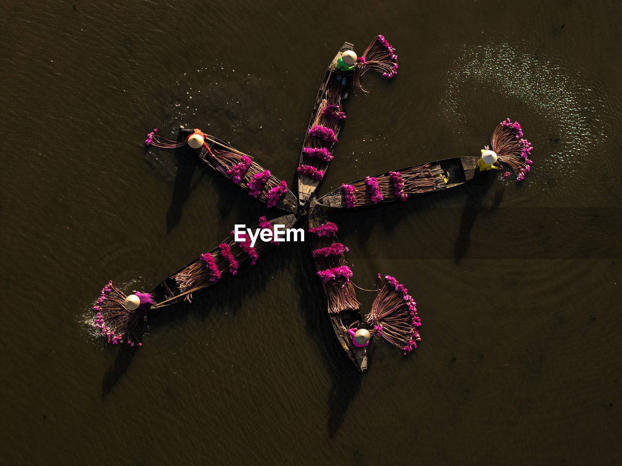 high angle view of boat in sea