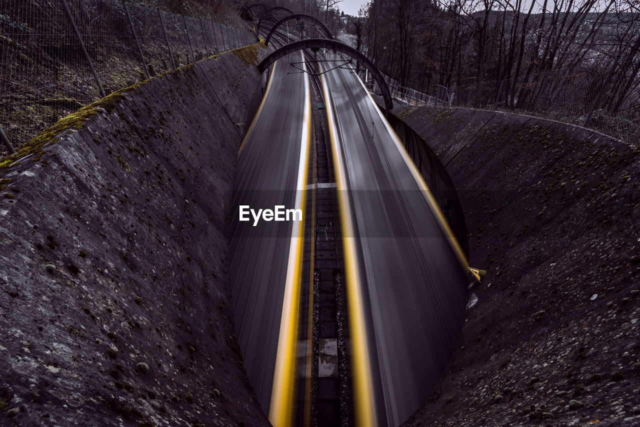 High angle view of road passing through mountain