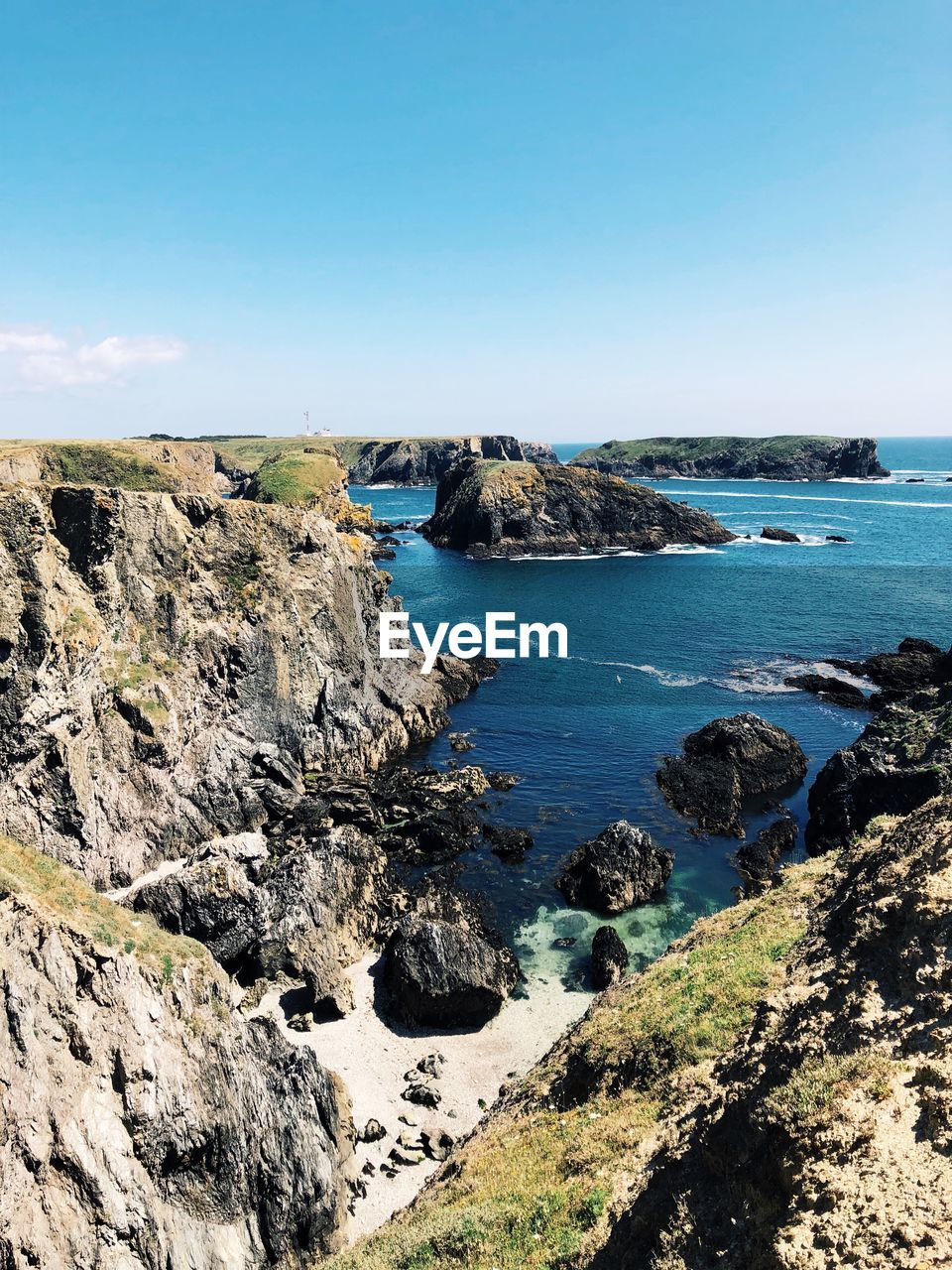 Scenic view of sea against clear sky