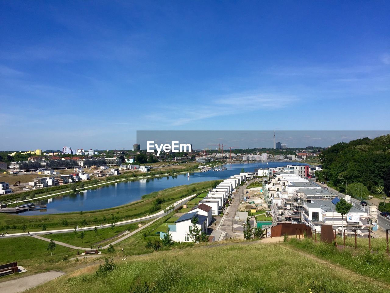 HIGH ANGLE VIEW OF CITY AND BUILDINGS