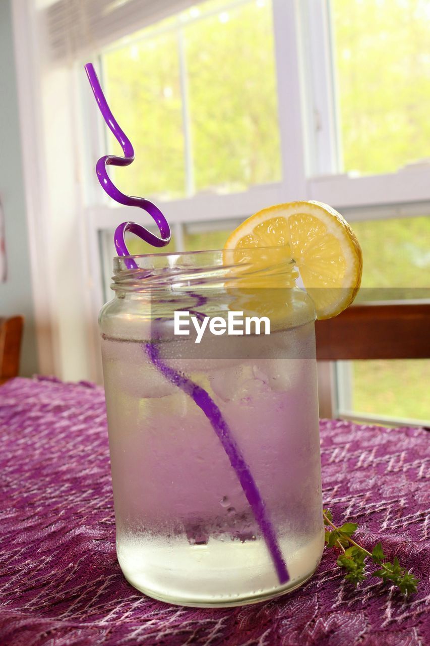 Lemon juice on table at home