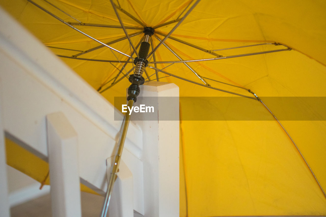 CLOSE-UP OF YELLOW UMBRELLA