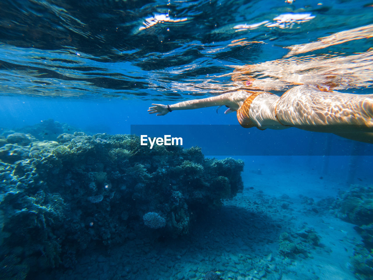 Woman snorkeling in sea