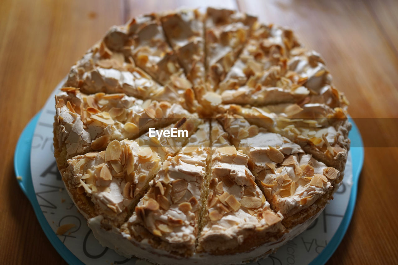 Close up of gooseberry meringue pie