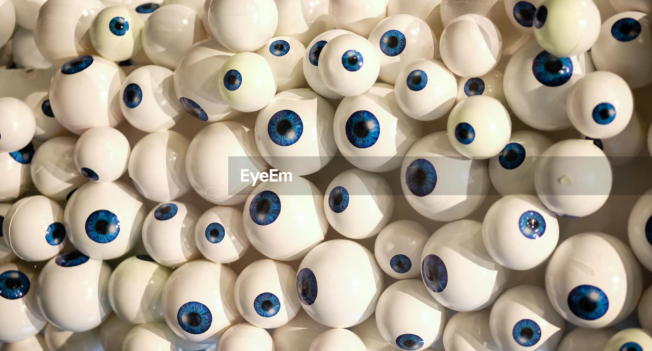 Full frame shot of artificial eyes