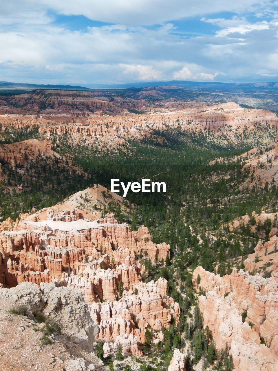 High angle view of bryce canyons against sky