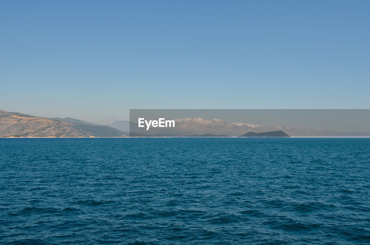 Scenic view of sea against clear sky