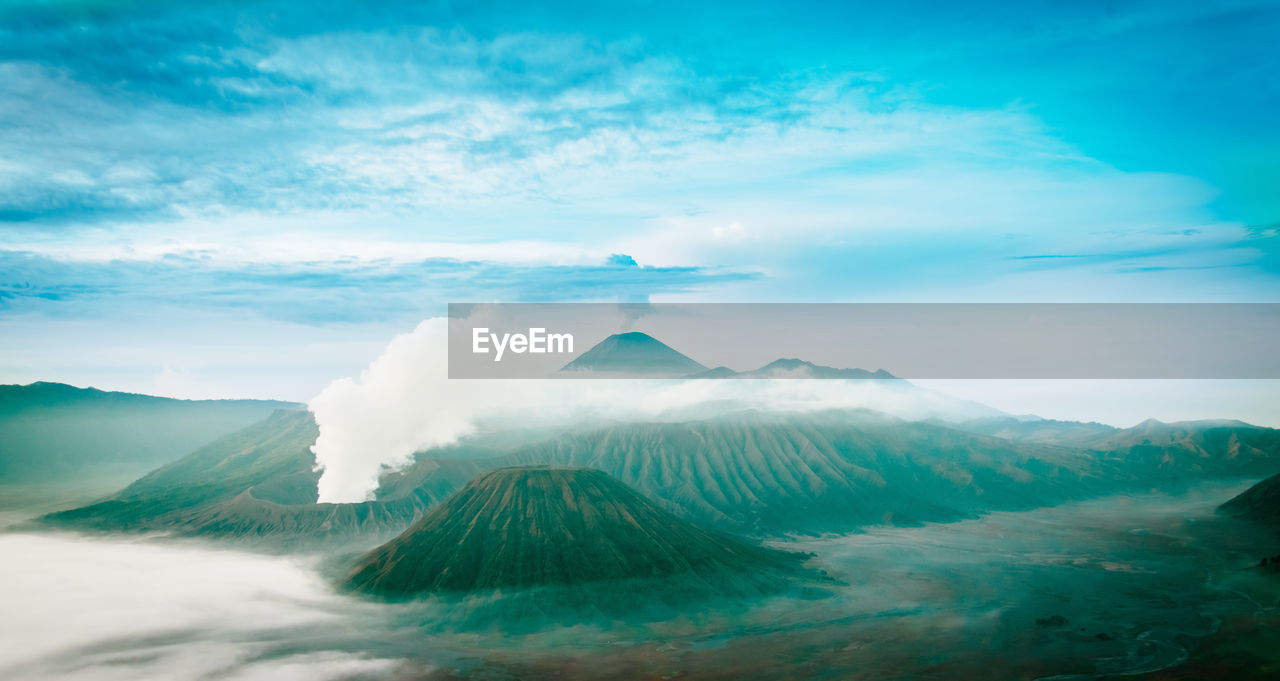 AERIAL VIEW OF VOLCANIC LANDSCAPE