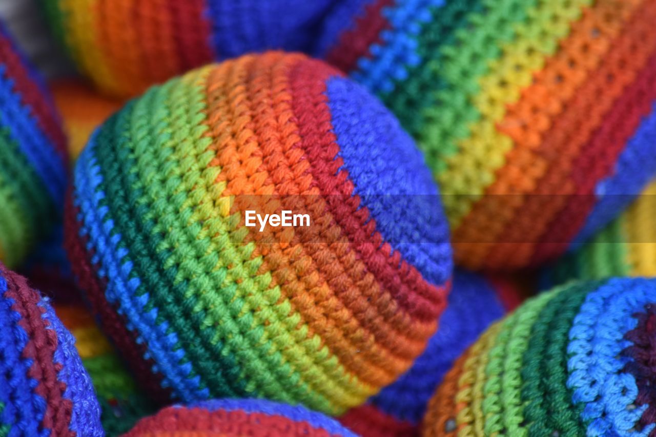 Full frame shot of colorful woolen balls