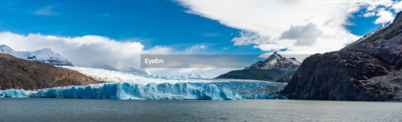 Panoramic view of sea against sky during winter