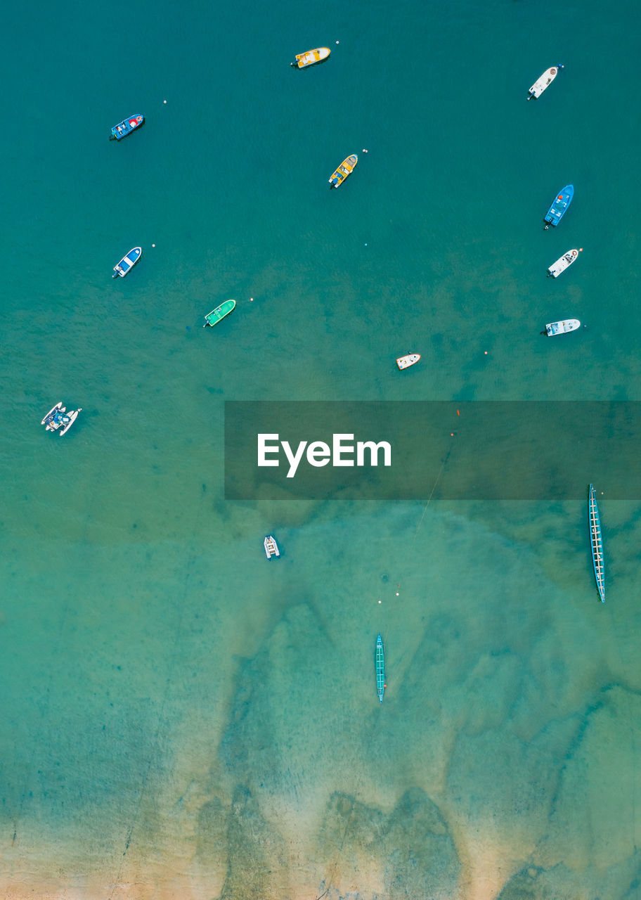 Aerial view of boats on sea