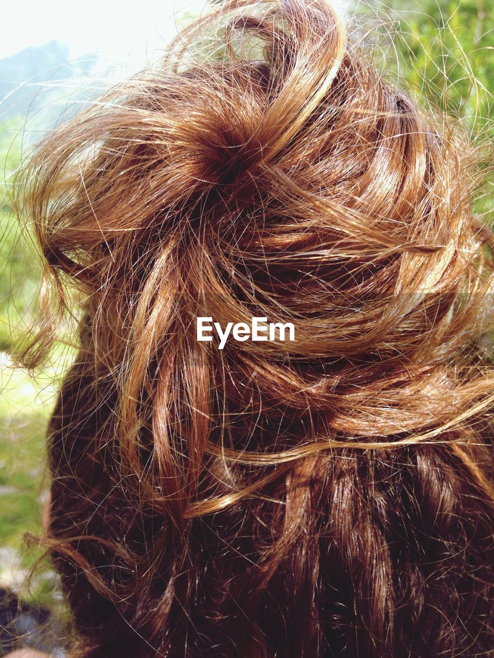 Close-up of woman with hair bun